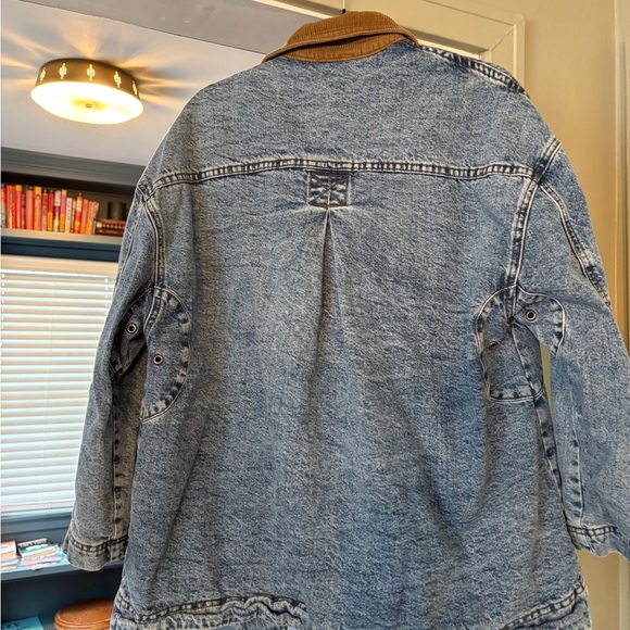 We The Free Free People Blue Denim Barn Jacket with Tan Collar - Picture 6 of 6